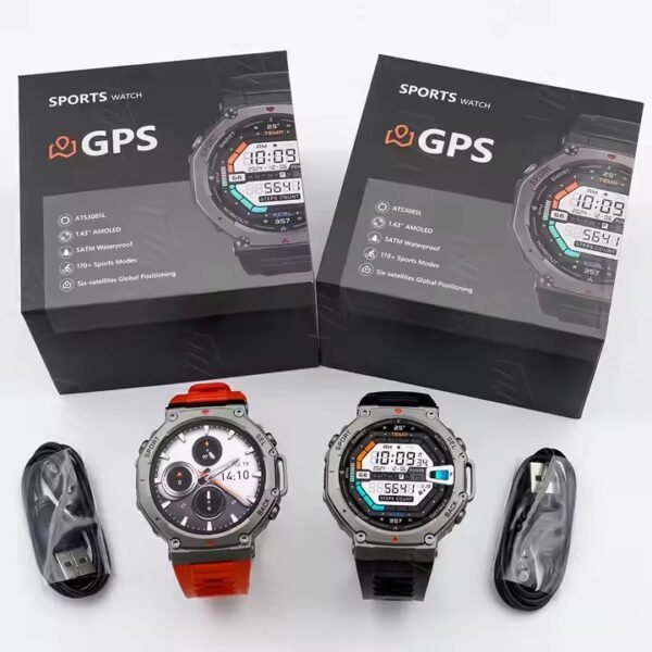 ساعة ذكية رياضية في الهواء الطلق DM58 GPS ساعة ذكية بشاشة Amoled BT 50M مقاومة للماء تعقب معدل ضربات القلب بوصلة الحركة ساعة ذكية